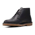 Zwarte heren chukka boots van leer met bruine zool