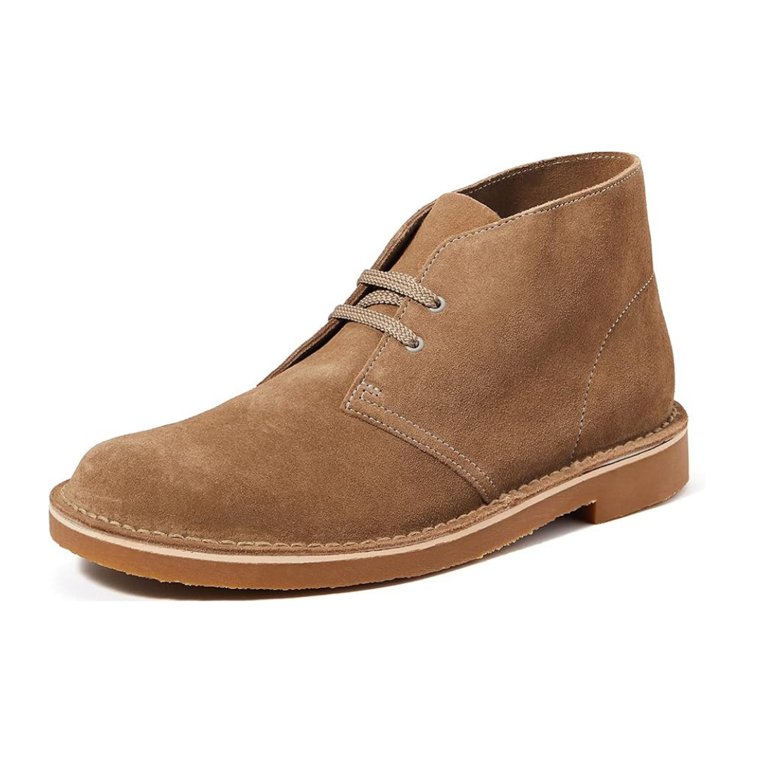 Bruine suède heren chukka boots met bruine zool