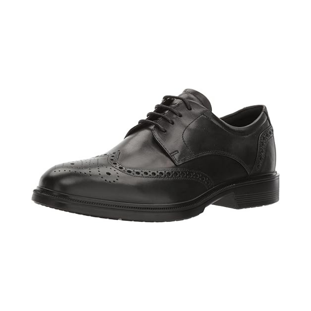 Heren leren brogue oxford schoenen zwart