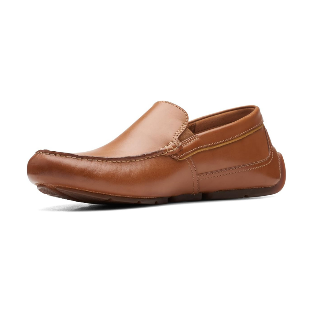 Heren leren mocassins met stiksels cognac