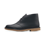 Zwarte heren chukka boots van leer met bruine zool