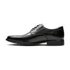 Zwarte leren herenveterschoenen met gladde zool