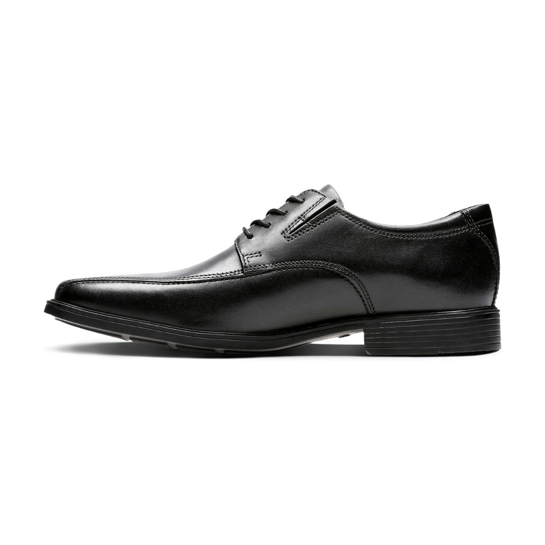 Zwarte leren herenveterschoenen met gladde zool