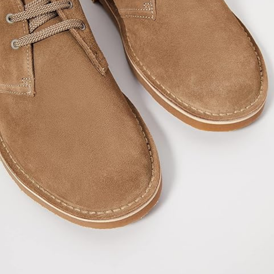 Bruine suède heren chukka boots met bruine zool