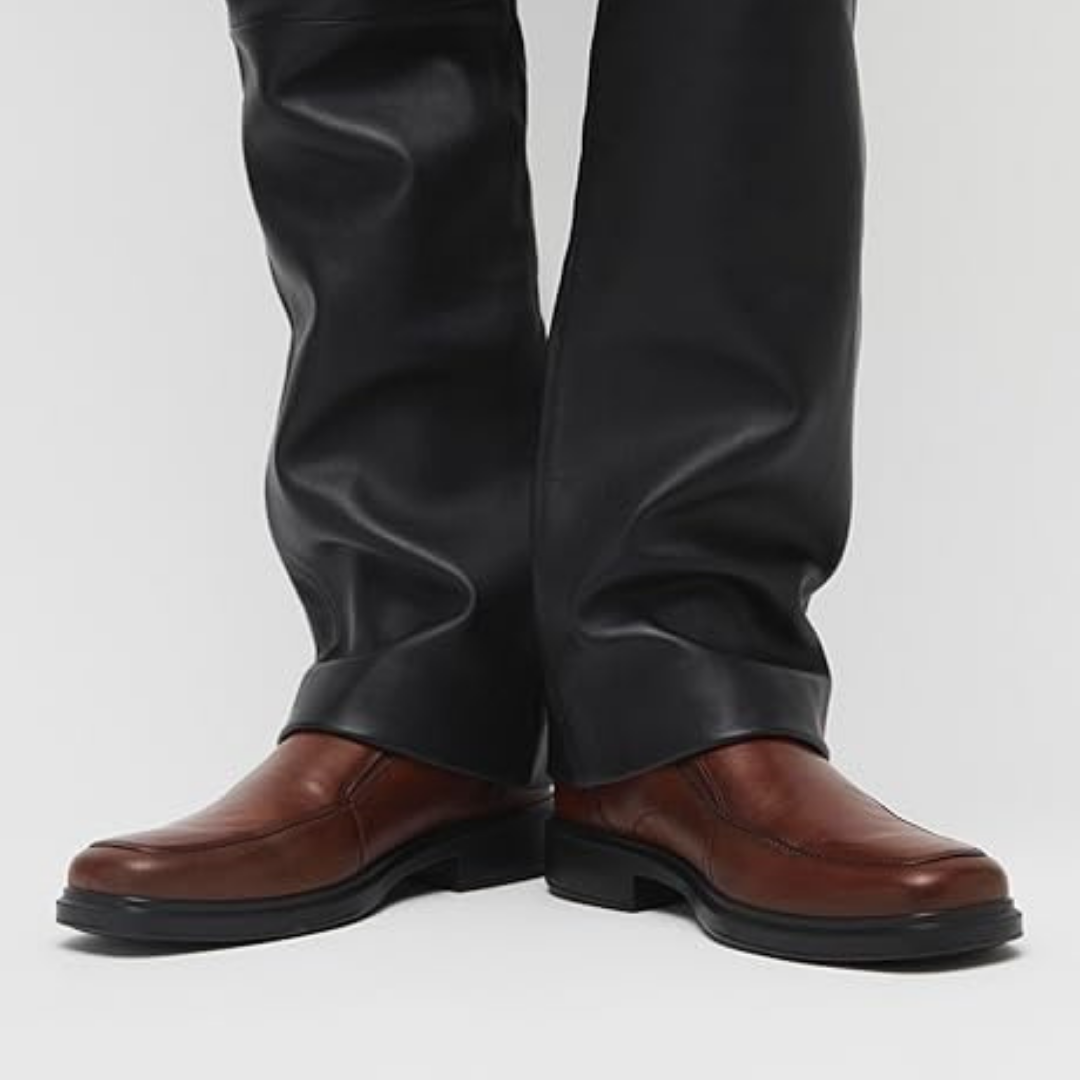 Heren Instapper van Glad Leer – Comfortabele Nette Schoen met Elastische Inzet – Donkerbruin