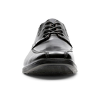 Zwarte leren herenveterschoenen met gladde zool