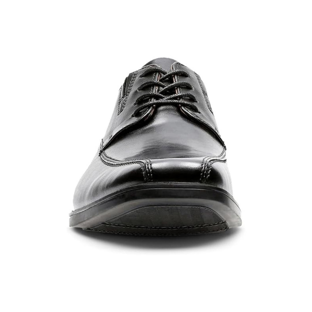 Zwarte leren herenveterschoenen met gladde zool