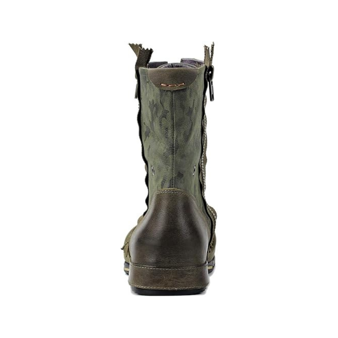 Groene camouflage heren hoge laarzen met rits en veters