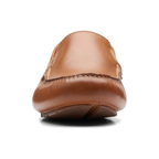 Heren leren mocassins met stiksels cognac