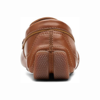 Heren leren mocassins met stiksels cognac