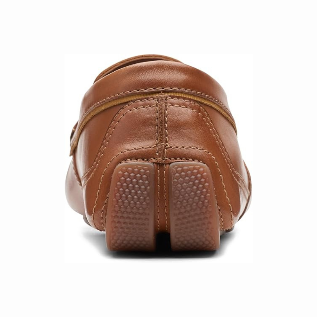 Heren leren mocassins met stiksels cognac
