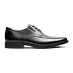 Zwarte leren herenveterschoenen met gladde zool