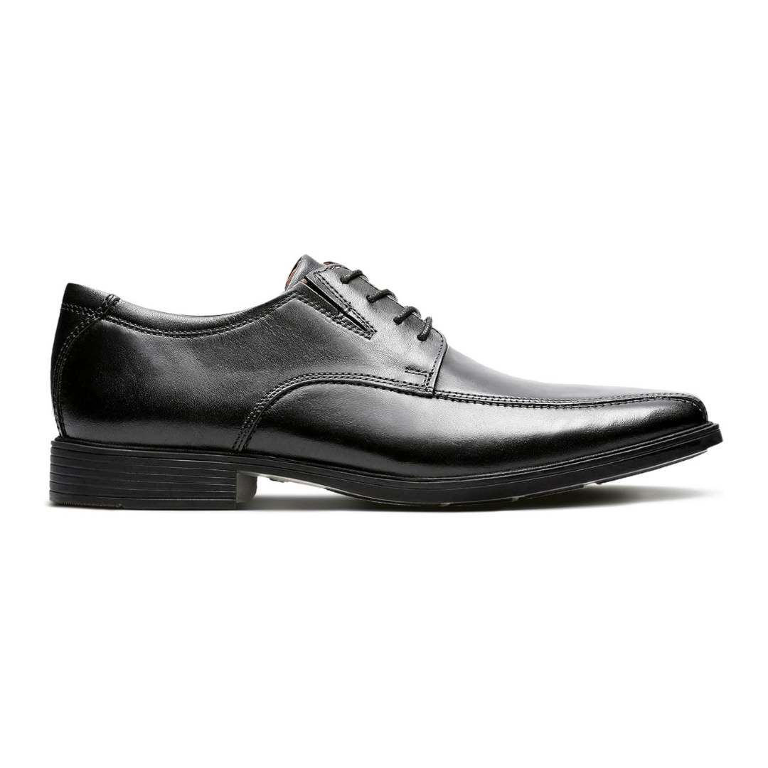 Zwarte leren herenveterschoenen met gladde zool