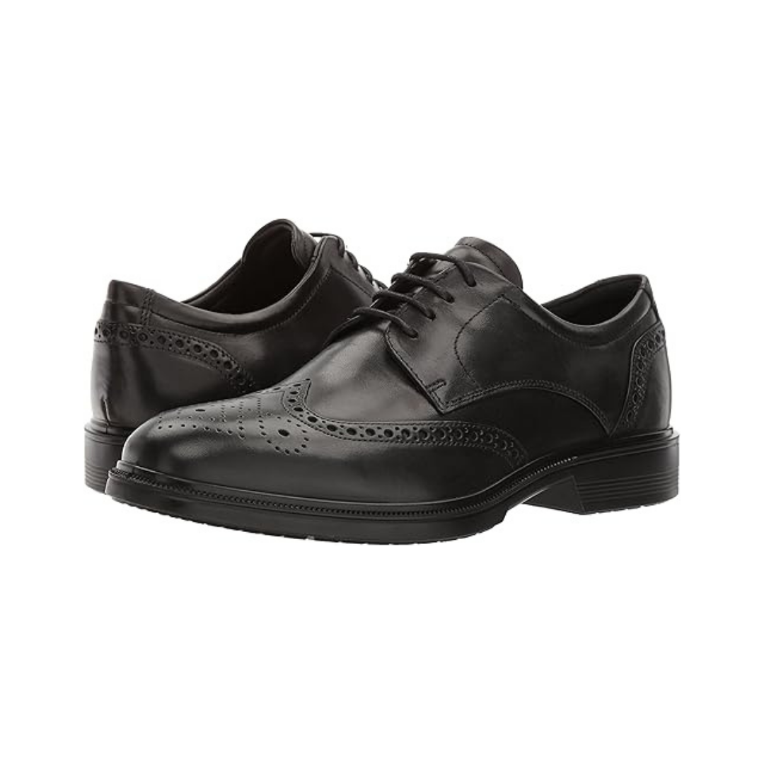 Heren leren brogue oxford schoenen zwart