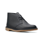 Zwarte heren chukka boots van leer met bruine zool